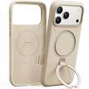 TORRAS Ostand Q3 Silicone for iPhone 17 Pro Max Case, Fit for MagSafe, 360 Spin Ring Stand, Liquid Silicone Cozy Vibrant Grip, Camera Control, Protective Case for iPhone 17 Pro Max, Beige