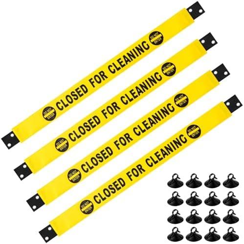 Barydat 5 Pcs Restroom Closed for Cleaning Sign with Magnetic Ends Nylon Bathroom Do Not Enter Magnetic Signs with Suction Cup Hanger Banner for Door