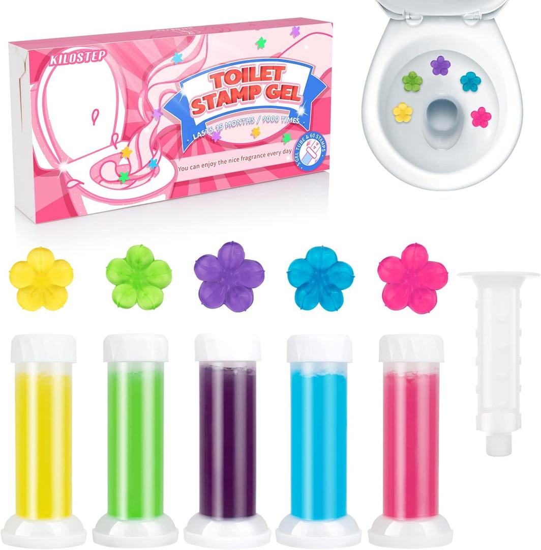 Toilet Gel, 60 Count 5 Kinds Of Scent Toilet Cleaner Bowl Gel Stamp Kit Air Freshener (Scent A)