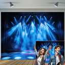 10X8ft Stage Photo Backdrop Photography Karaoke Night Background, Blue Concert Rock Star Spotlights Drama Music Show Party Backdrops Photo Booth Prop Decorations Wall Decor Tablecloth