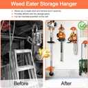 2 x Weed Eater Rack Garage Wall Organizer, Garage Tool Organizer Weedeater Hanger Wall Mount For String Trimmer Hanger, Hedge Trimmer Rack Garden Tool Organizer (2 Pack)
