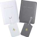 Weewooday 2 Set Mr and Mrs Passport Covers Holder and Luggage Tags Cute Leather Wallets Holder Travel Luggage Tags for Women Men Gift(White, Gray)