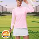 MAGCOMSEN Women's Quarter Zip Pullover Long Sleeve UPF 50+ Rashguard Golf Sun Protection Shirts Quick Dry Workout Tops (Pink, XL)