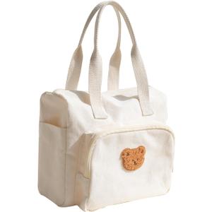 SnuggleNovePack Canvas Tote Bag for Women, Large Hand Bag with Zipper and Pockets for College Work Travel