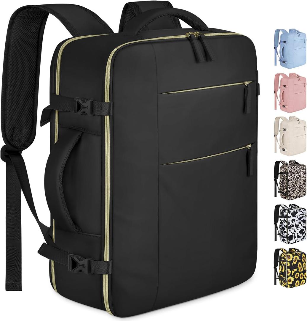 Capolo Travel Backpack for Women Men Waterproof Laptop Backpack Airlines Approved Personal Item Backpack Bag Computer Bookbag for Business, Work, Traveling Fits 15.6 Inch Laptop(Black)