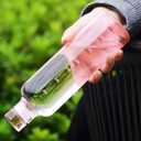 17 Ounce Sport Pink Glass Bottle, Borosilicate Glass Bottle with Hourly Time Marker, Leak Proof, Reusable, BPA Free, Motivational Water Bottle Wide Mouth.