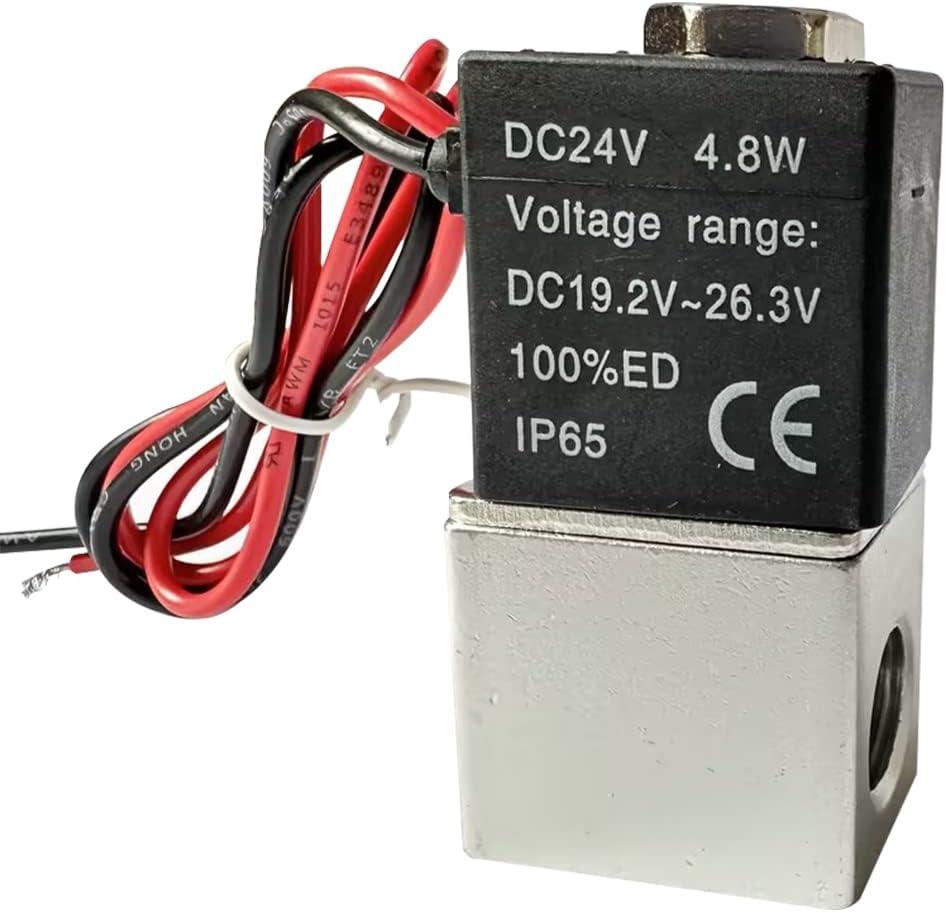 AOPANDA 1/4inch DC 24V 2 Way Normally Closed Electric Solenoid Air Valve, Stainless Steel 1/4 NPT
