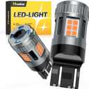 7443 7440 LED Bulb Amber Upgraded 600% Brighter LED Turn Signal Bulb 7441 T20 W21W WY21W Front Rear Blinker Light with Cooling Fan, Pack of 2