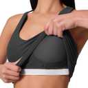 Womens Sleeveless Crop Tops Scoop Neck Racerback Sports Tank top Athletic Yoga Workout Tops Built in Shelf Bras Padded (X-Small, Carbon Black)