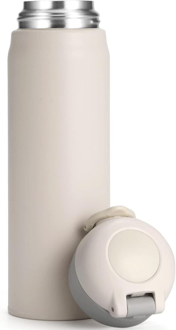 17oz Insulated Water Bottle, Stainless Steel Sport Double Walled Coffee Thermoses, 500ML Travel Vacuum Thermosflask for Hot & Cold Drinks(White)