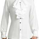 SUNGDOGIN Men’s Elegant Victorian Ruffle Long Sleeve Shirt Medieval Renaissance Cosplay Costume Tops size XL