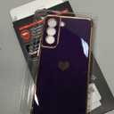 LeYi for Samsung Galaxy S21 FE Case: with Tempered Glass Screen Protector [2 Pcs]+ Full Camera Lens Protection,Love Heart Plating Luxury Soft TPU Shockproof Case for Samsung Galaxy S21 FE,Brown