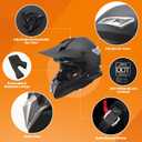 OUMURS Adult Motocross Dirt Bike Helmet with Goggles, Gloves & Mask Dirt Bike ATV Helmet for Unisex-Adult Men Women Adjustable Sun Visor DOT/FMVSS-218 Off-Road Motorcycle Helmet UTV Helmet Downhill, Matte Black-188, Large