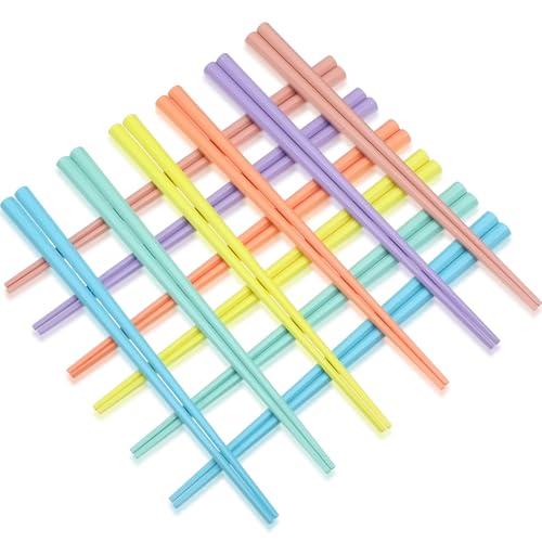 Boao Colorful Chopsticks 9 Inch Reusable Fiberglass Chop Sticks Bulk Dishwasher Safe Lightweight Chopsticks Set Party Favor(12 Pairs,Macaron Color)