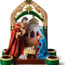 Nativity Advent Decorations Advent Candle Holder Holy Family Nativity Scene with Arch Candle Holder Religious Decors for Christmas Supplies(Multicolor)