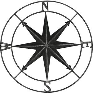 aboxoo Round Metal Compass Decorative Compass Metal Wall Art Hanging Wall Sculpture 11 Inch Black Diameter Farmhouse Decor Indoor or Outdoor Sign