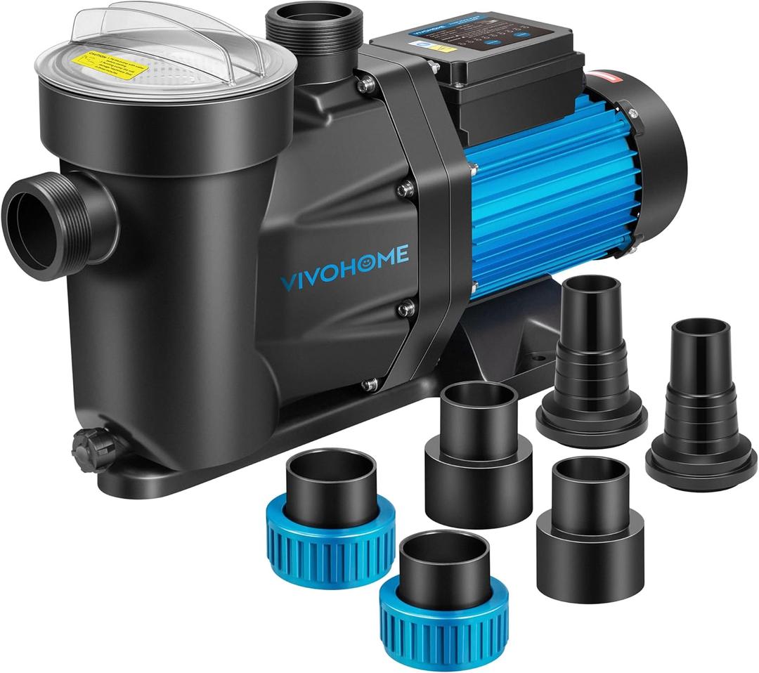 VIVOHOME 2.0 HP Powerful Self Primming 7140 GPH Swimming Pool Pump w/Timer for Inground Pool 1.5" & 2.0'' PVC Pipe Fittings 115V Energy Saving w/Strainer Basket