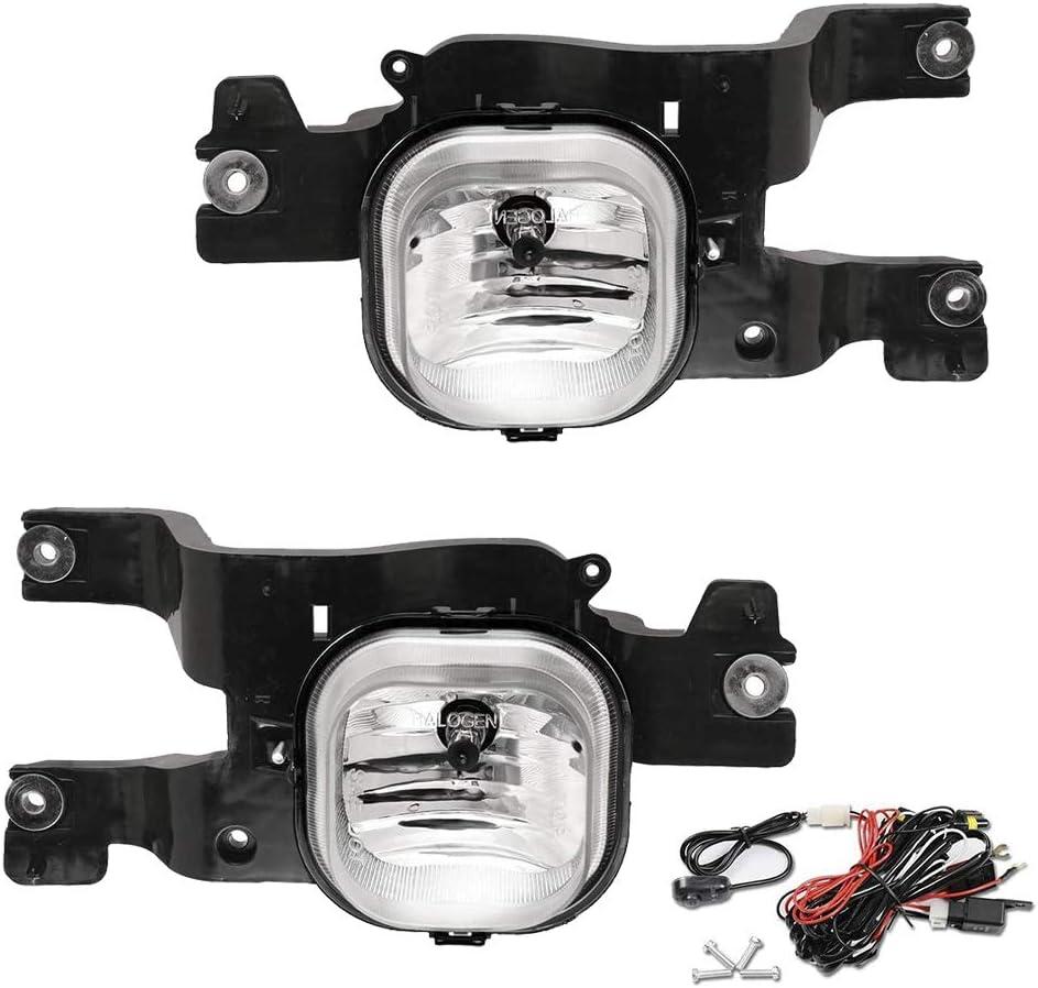Driving Fog Lights Lamps Replacement for 2008 2009 2010 Ford F250 350 450 Super Duty with H10 12V 42W Halogen Bulbs & Wiring Harness Kit (Clear Lens)