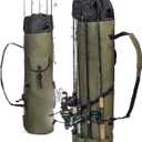 Besti Fishing Rod Organizer Bag (Portable) Shoulder Carry Home and Travel Storage | Professional Reel, Tackle, and Equipment Organization | Heavy-Duty, Water-Resistant (khaki green)