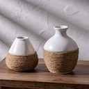 White Ceramic Vase, Modern Home Decor Small Vase, Vintage Decorative for Farmhouse Coffee Table Bookshelf Home Living 4.5 Inch White