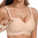 Vertvie Nursing Bras for Breastfeeding Seamless Comfort Maternity Bra Wireless Support Pregnancy Sleep Bralette Natural Shape (Beige, L)