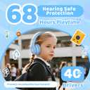 Mokata Headphones Kids Bluetooth 5.4 Wireless Play Time 68H Safe Volume Limit 85/94dB Over-Ear Foldable Headset,Fast Charging,with Aux Cord Built-in Mic for Toddler Child Pad Study Tablet Blue
