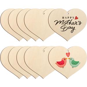 Wooden Heart Ornaments to Paint 7 Inch, Large Size Wooden DIY Blank Unfinished Heart Wood Discs Ornament for Crafts Hanging Decorations