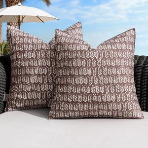 MIULEE Outdoor Pillow Covers Waterproof Natural Floral Print Pillowcases Pack of 2 Decorative Boho Accent Cushions for Summer Patio Funiture Garden Tent Porch Bench,Brown 18x18 Inch