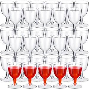 Thenshop 200 Pack 6 oz Disposable Plastic Wine Glasses with Stem, Clear Wine Glasses Cups for Weddings Birthdays Bridal Shower Party Favor, 6 oz, 0.39 inches