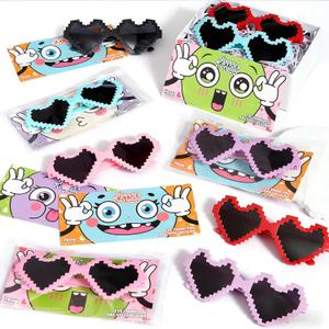 24 Pack Heart Sunglasses Bulk for Kids Women, Heart Shaped Glasses with Greeting Card, Colorful Fun Sunglasses for Bachelorette Summer Beach Party Favors Kids Classroom Exchange School Gifts