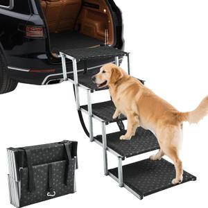 Saker Foldable Dog Ramp for Cars, SUVs, Trucks, Portable Pet Dog Stairs with Non-Slip Surface & Reinforced Design, Lightweight Yet Sturdy Supports Up to 200lbs (Extra Wide-5 Pet Steps)