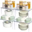 Bobomoment Acrylic Cabinet Organizer, Set of 4 Spice Rack Organizer for Cabinet, Desk Countertop Shelf Organizer, Pantry Kitchen Storage and Organization, Stackable Shelves House Essentials for Gift