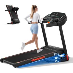 LIJIUJIA Treadmill for Home,Treadmills with 0%-15% Auto Incline,3HP Brushless,300 LBS,LED Display,Pulse Monitor