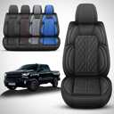 Seat Covers Custom Fit for Chevy Silverado GMC Sierra 1500 2007-2025 2500/3500 HD Crew Cab Pickup Truck Seat Cover Protector Cushion with Faux Leather Waterproof(Black, Full Set)