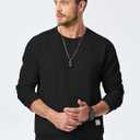 JMIERR Men's Crewneck Sweatshirt Casual Long Sleeve Geometric Texture Sweatshirts Fashion Pullover Shirts (Black, XL)