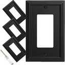 Wall Plate, Duplex Outlet Covers, Matte Black Light Switch Cover - Natural Bamboo Fiber Electrical Outlet Cover Plate Variety of 13 Styles Decorator/Duplex/Toggle/Combo (1 Gang Decorator 3 Pack)