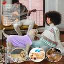 Sychien Dog Recovery Suit Female Spay Surgery Small Puppy Onesie, Zipper Closure Cotton Striped Wounds Protect Surgical Suit, Plain Purple S