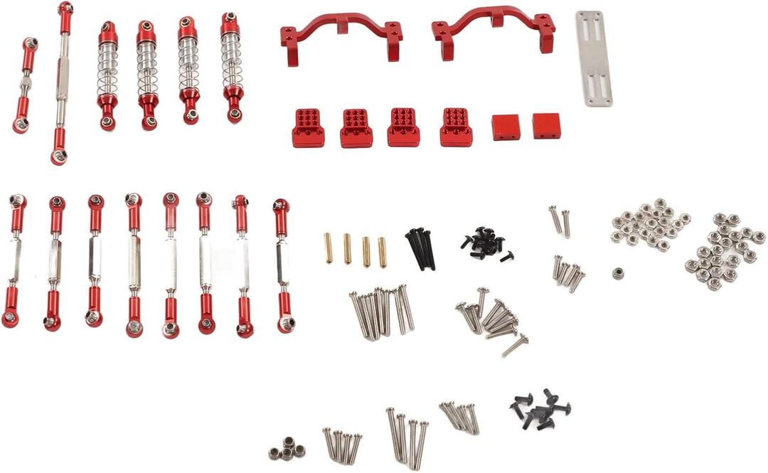 Hapivida RC Car Upgrade Spare Kit, Upgrade Spare Parts Aluminum Alloy Shocks Absorber RC Cars Pull Rod Kit for WPL C24 C14 C14K C24K RC Car (Of)
