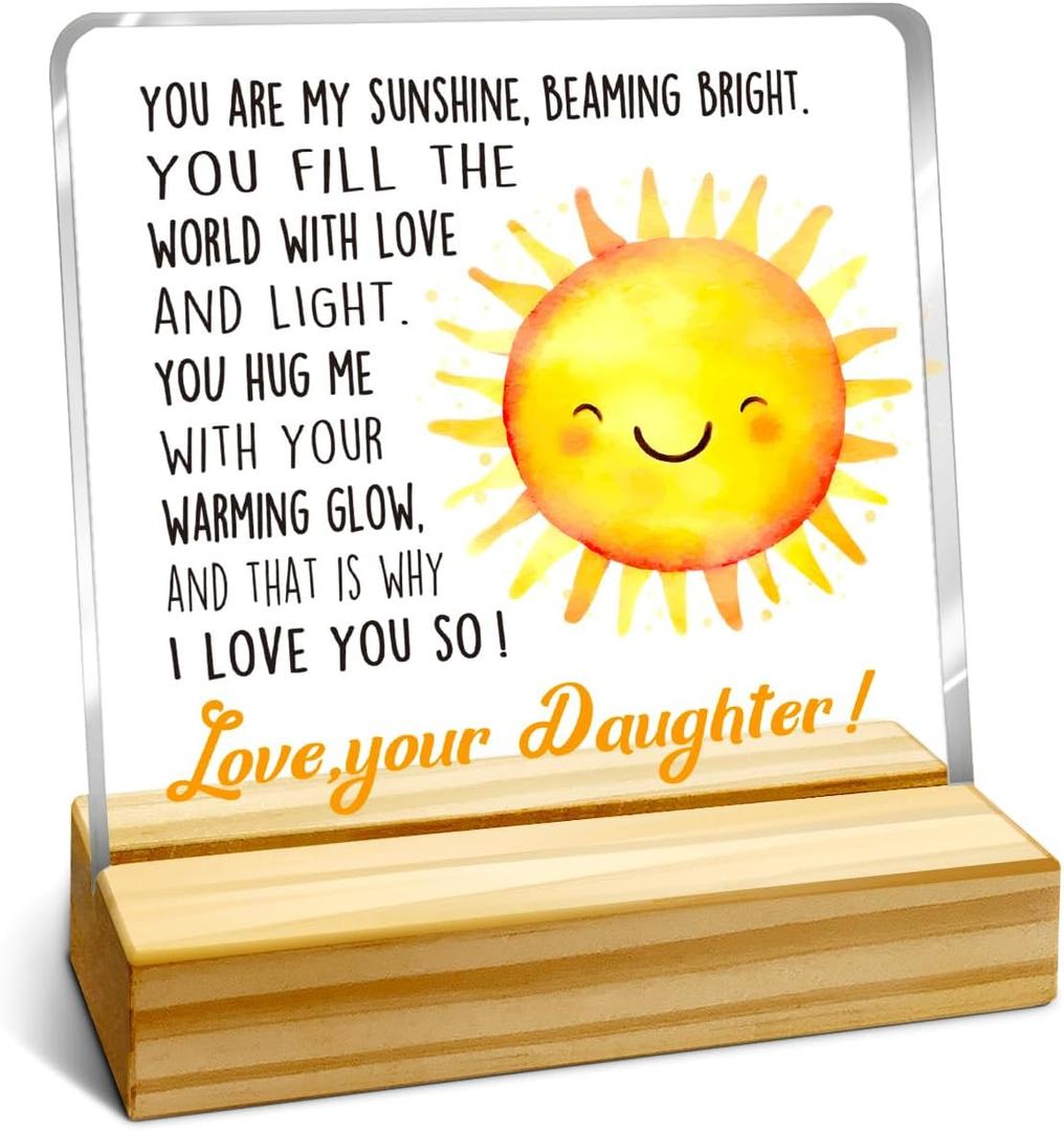 Christmas Gift For Mother Mom, Birthday Thanksgiving Mothers Day Gifts, Acrylic Plaque With Wooden Stand Desk Decor, Gift Form Daughter
