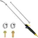 Sprayer Wand,Adjustable Universal Sprayer with 3/8" Brass Barb, Stainless Steel Replacement Sprayer Wand with Shut off Valve (44 Inches Sprayer Wand)