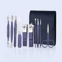 Nail Clippers Set Fingernail and Toenail Clipper Cutters, Manicure Pedicure Kit -10 Pieces Stainless Steel Professional Grooming Kits, Nail Care Tools with Luxurious Travel Case-(Blue)