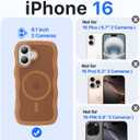 2 x Magnetic for iPhone 16 Case,[Compatible with MagSafe][Military-Grade Drop Protection][Anti-Yellowing] Shockproof Protective Translucent Matte Cover for iPhone 16 Phone Case,Brown