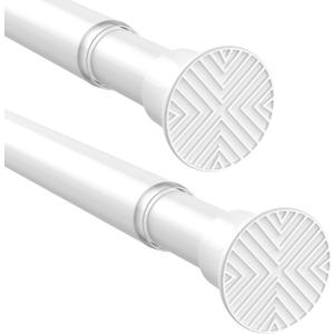 2Pack White Tension Curtain Rods 31 to 62 Inch Small Curtain Rods No Drilling Short Tension Rod Adjustable Spring Curtain Rod for Windows Door Closet Pressure Rod