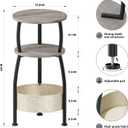 Round Side Table with Storage Basket Small Space Saving End Table 3-Tier Coffee Table Bedside Corner Stand for Living Room, Bedroom, Garden and More 24in Tall Greige