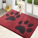 PURRUGS Dirt Trapping Door Mat 32" x 47", Non-Skid/Slip Machine Washable Microfiber Entryway Rug, Dog Doormat, Super Absorbent Welcome Mat for Muddy Wet Shoes and Paws, Burgundy Red