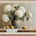 InSimSea Large Framed Wall Art Canvas Print Home Decor White Hydrangea Oil Painting Pictures Room Aesthetic Flower Lemon Prints Farmhouse Decoration Bedroom Bathroom Decor Kitchen Office 24 x 36 Inch