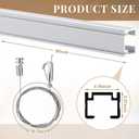 2 Set 56" Picture Rail Hanging System Including 2 Pcs 56" Aluminum Rails, 6 Steel Cables, 6 Hooks, 4 End Caps and Installation Hardware for Large Picture Poster Gallery Museum Home