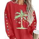 FAYALEQ Christmas Sweatshirt Women Christmas Tree Shirt Xmas Vacation Graphic Casual Long Sleeve Pullover Tops Blouse (Medium, Hot Pink-hoodies)