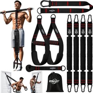 Pull Up Bands, Heavy Duty Resistance Bands with Handle, Workout Bands for Pull Up Bar, Pullup Assist Band Set for Exercise, Full Body Workout, Home Gym for Enhanced Strength, Muscle Training (Black)