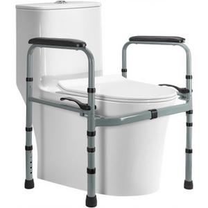 Toilet Safety Rail for Seniors Adjustable & Foldable Toilet Safety Frame with Padded Handles, Stand Alone Bathroom Safety Rail & Toilet Support for Elderly, Fits Most Toilets, 350 lb Capacity